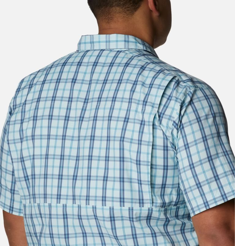 Men's Columbia Silver Ridge Lite Plaid Short Sleeve Shirts Turquoise | Plus Size CA-T34L5
